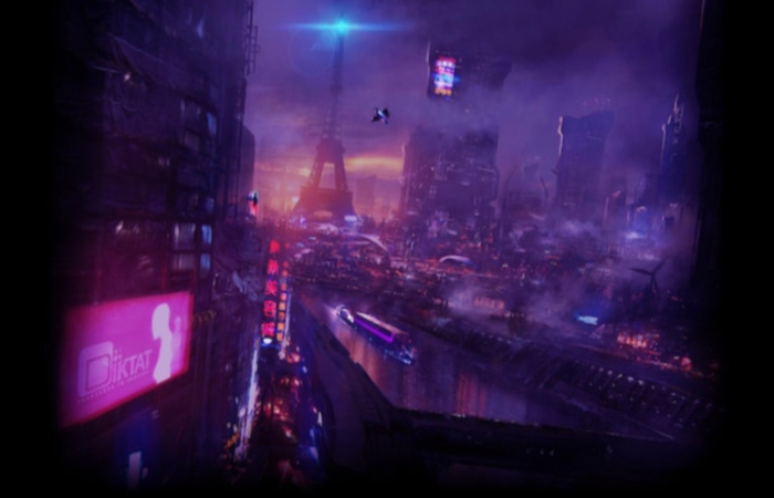 futuristic Paris at night